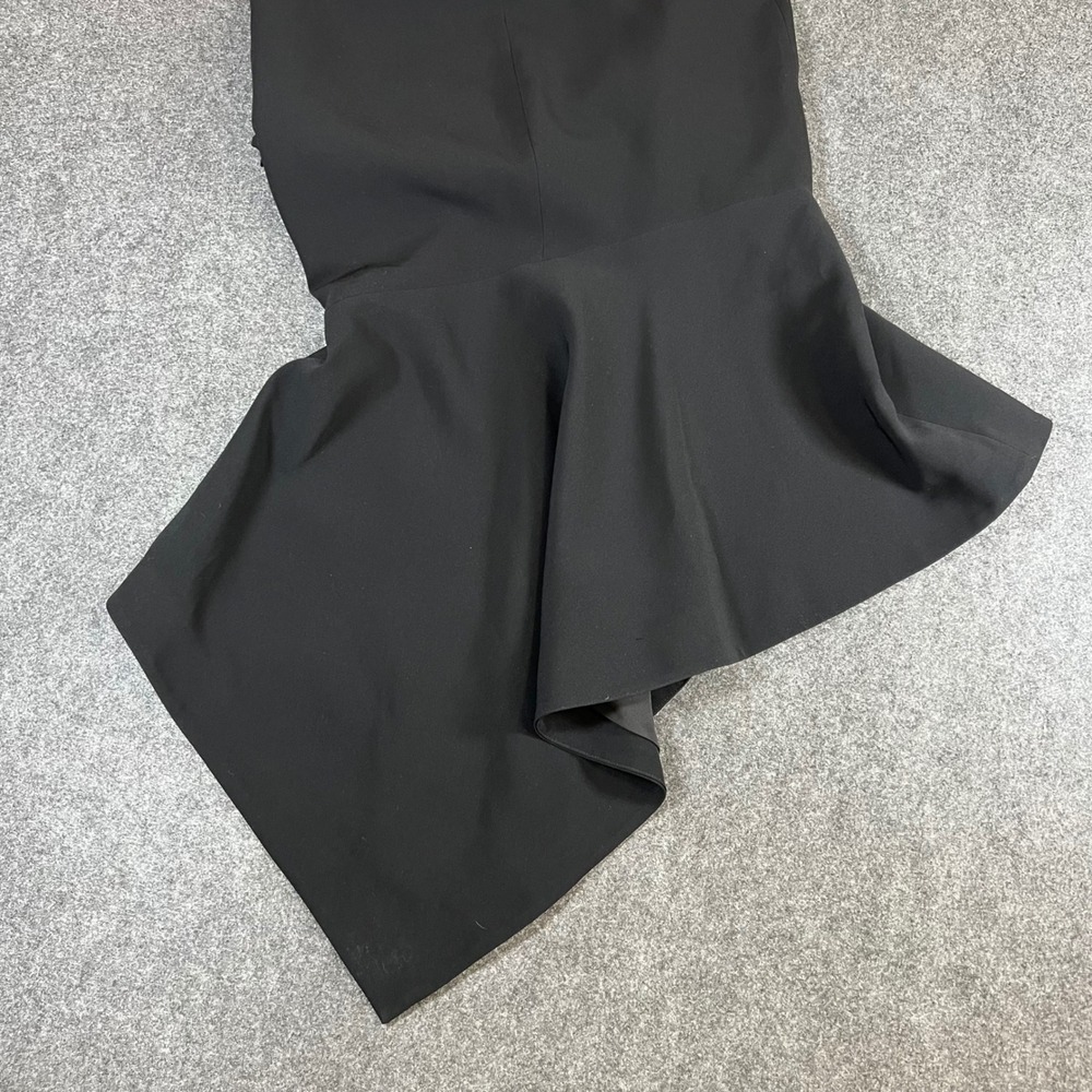 Cinq a Sept Black One Shoulder Asymmetric Flounce Hem Midi Dress Size 8 - Picture 8 of 12